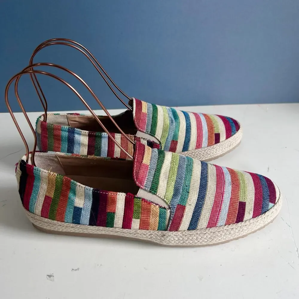 BRUNOS Firenze shoes men's size 10.5 IT 44 Leone-BRM madras striped fabric beach